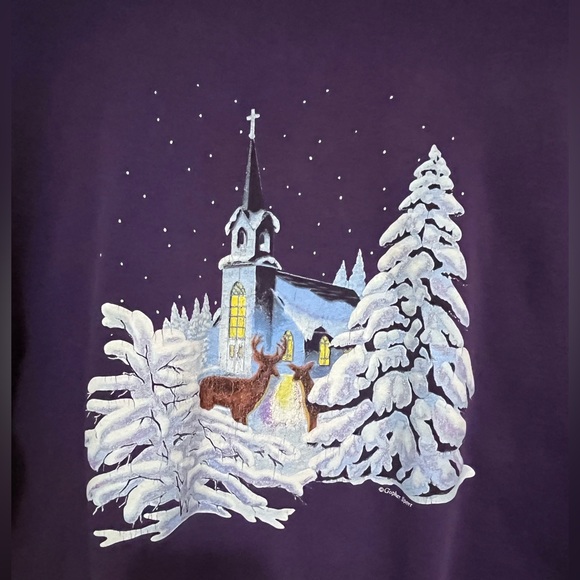 Vintage Gopher Sport Sweatshirt Church Snow Deer Crewneck Pullover Women's XL - Picture 11 of 14